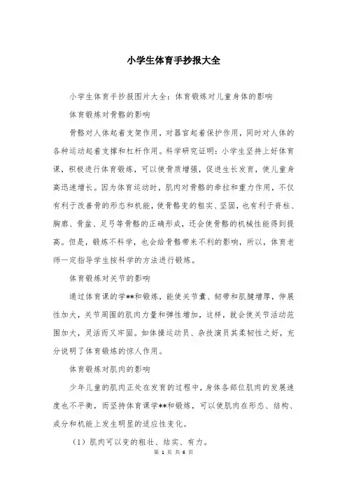 小学生体育手抄报大全