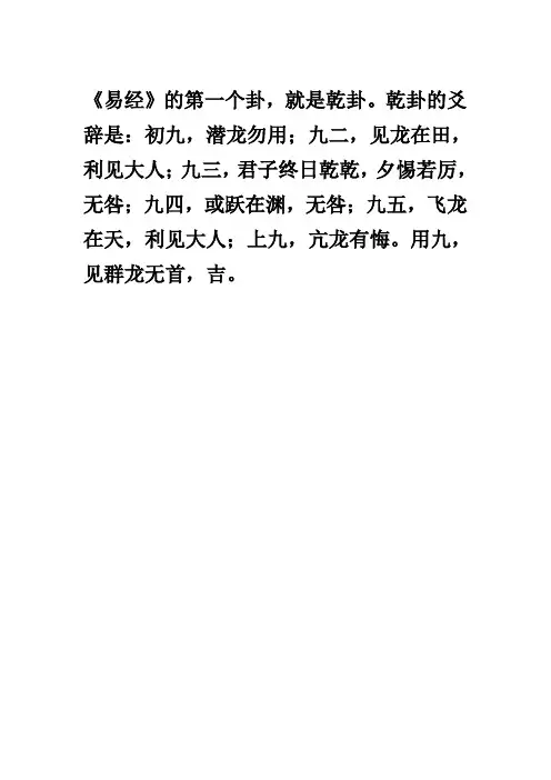 对于乾卦的见解