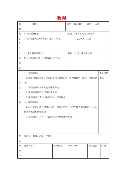 高中数学 第二章 数列习题课教案 新人教B版必修5-新人教B版高二必修5数学教案