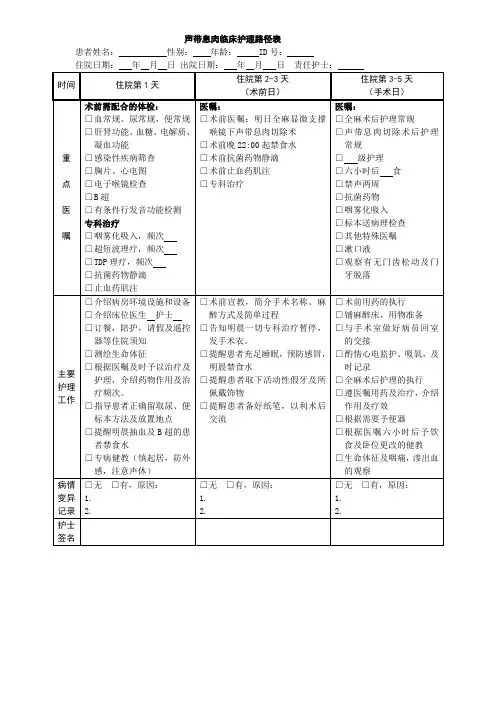声带息肉临床路径