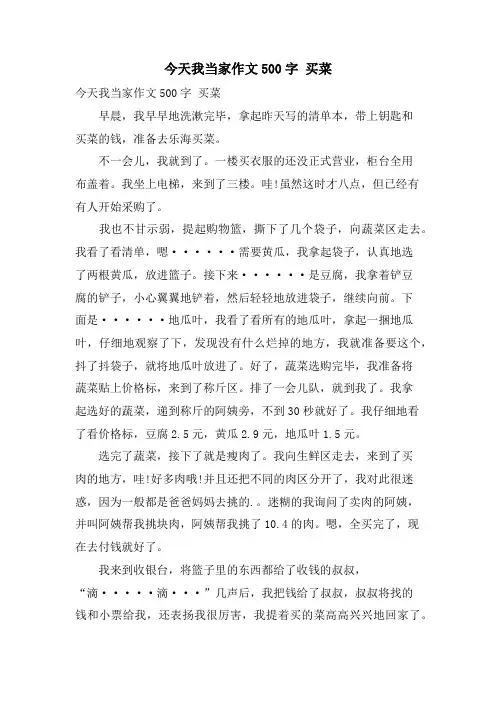 今天我当家作文500字 买菜 