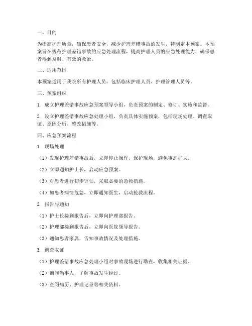 护理差错事故应急预案流程