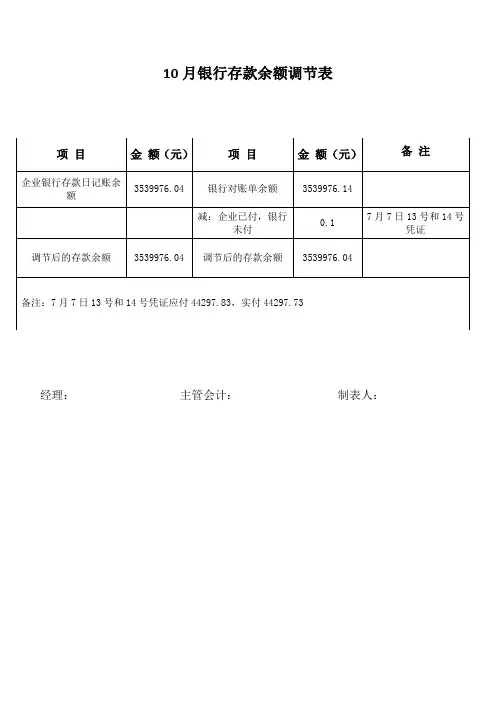 余额调节表样板