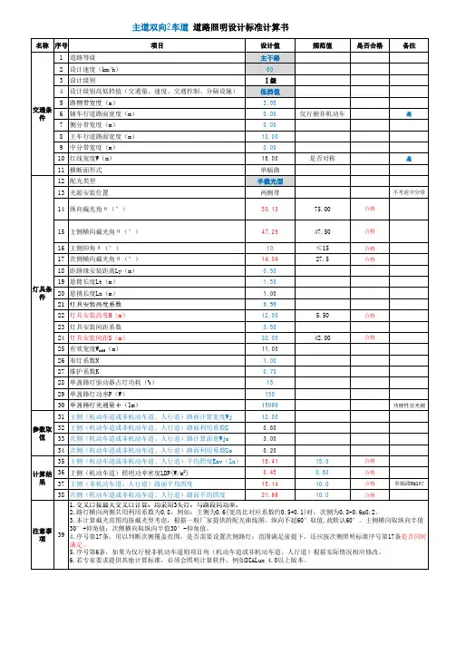 李星虎~道路照明光学计算~杆高12米红线宽度16米范围内可以单侧布灯