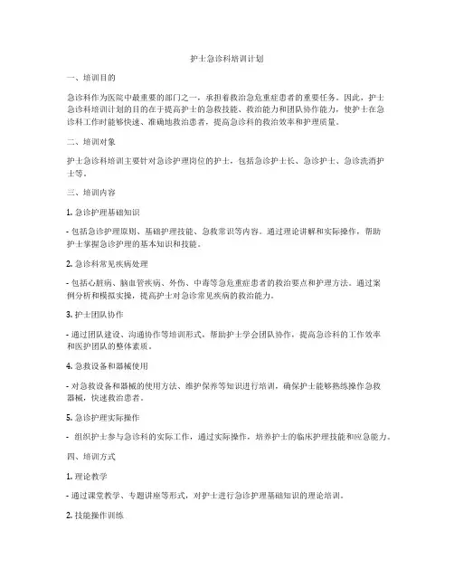 护士急诊科培训计划