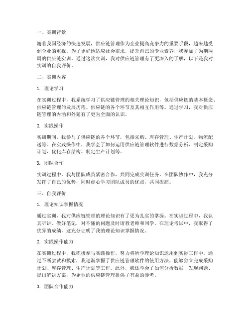 供应链实训报告自我评价