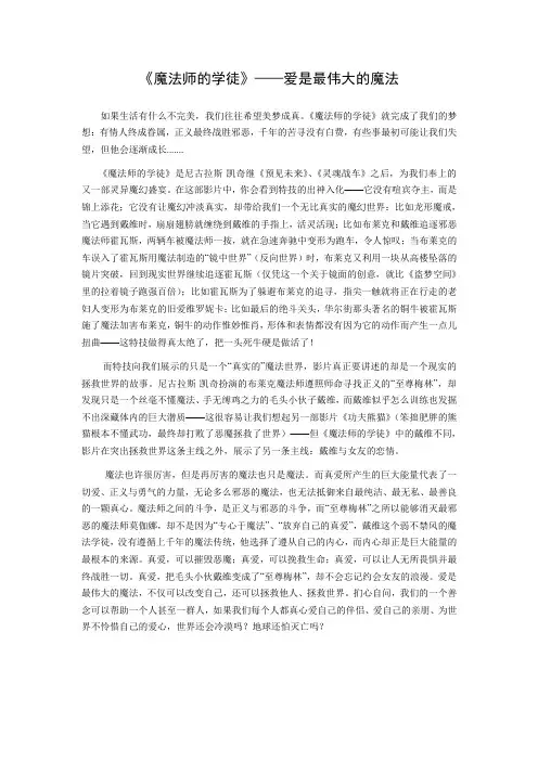 《魔法师的学徒》-爱是最伟大的魔法
