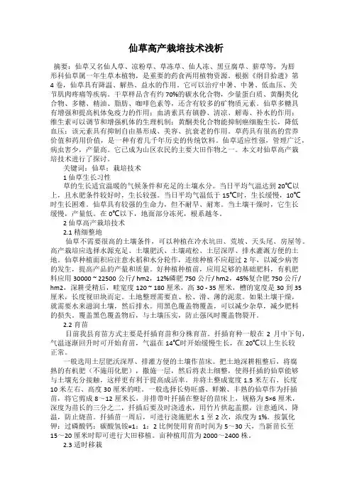 仙草高产栽培技术浅析