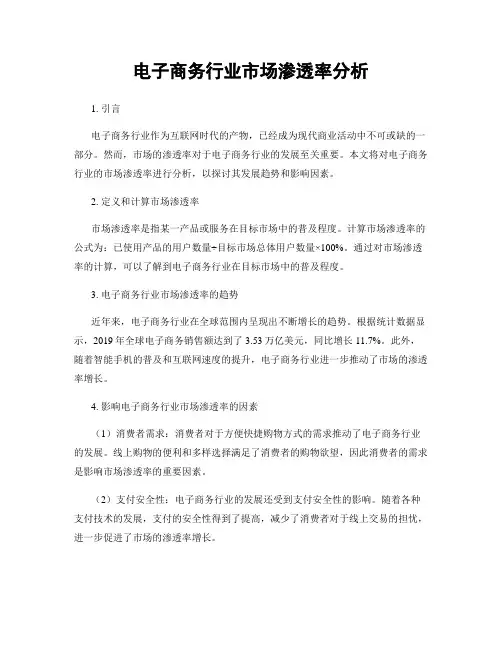 电子商务行业市场渗透率分析