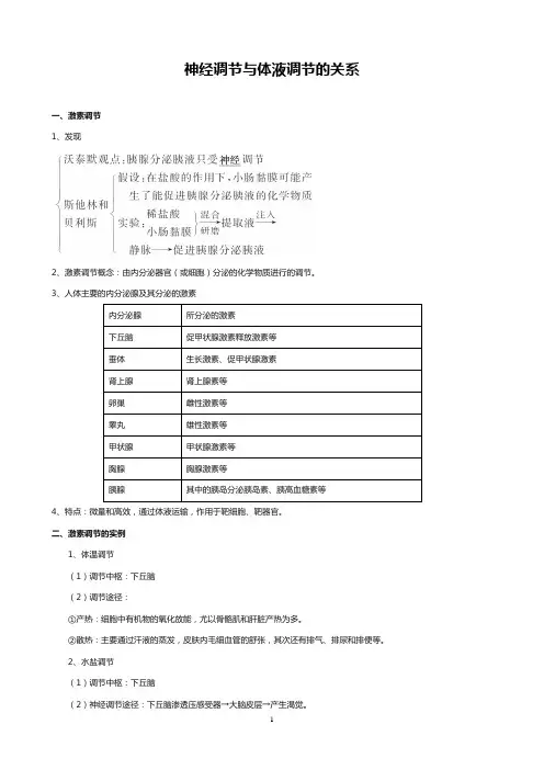 高中生物通过激素的调节 神经调节与体液调节的关系学案