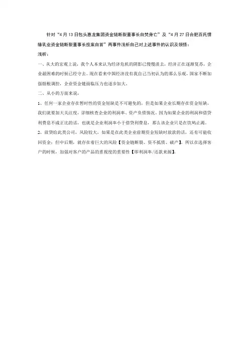 资金链断裂案例分析