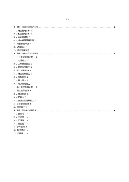 财务部管理岗位胜任素质模型