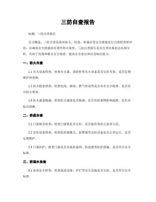三防自查报告