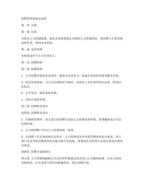 招聘管理制度及流程范本