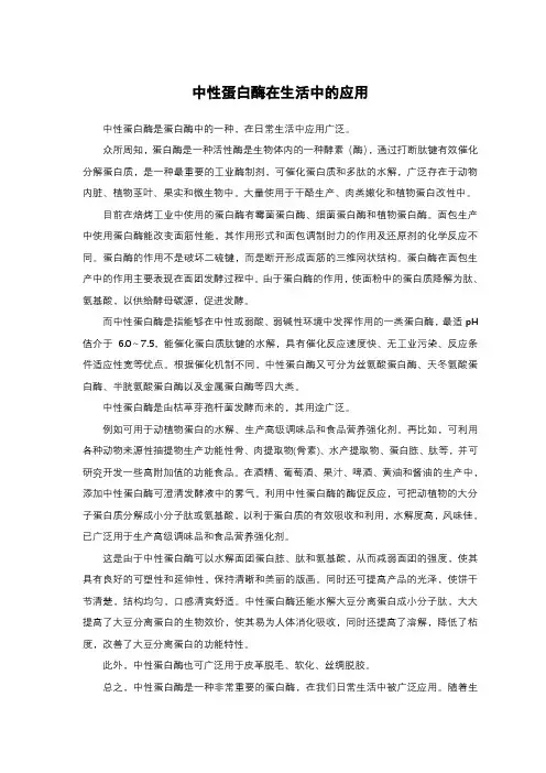 中性蛋白酶在生活中应用