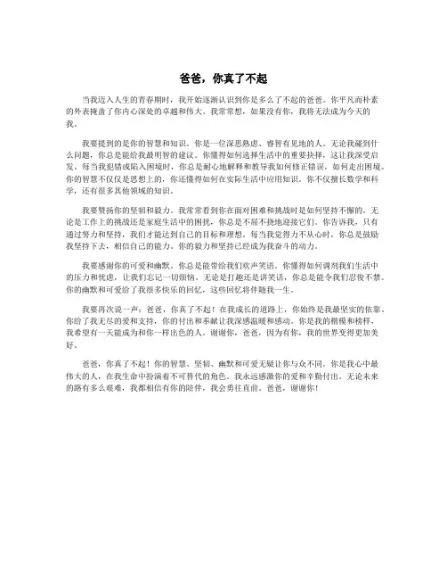 爸爸,你真了不起