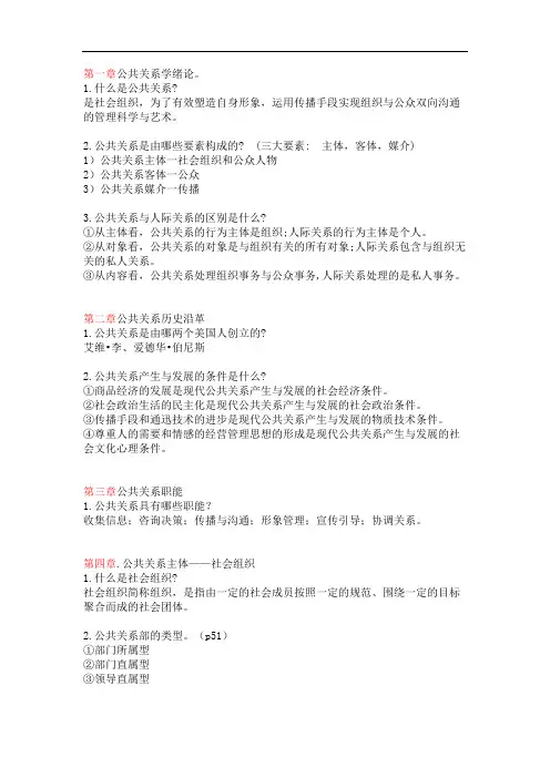 公共关系学章节重点
