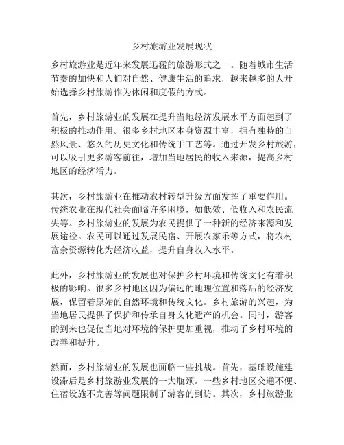 乡村旅游业发展现状 2