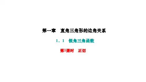 北师版九年级数学下册作业课件 第一章 直角三角形的边角关系 锐角三角函数 第1课时 正切