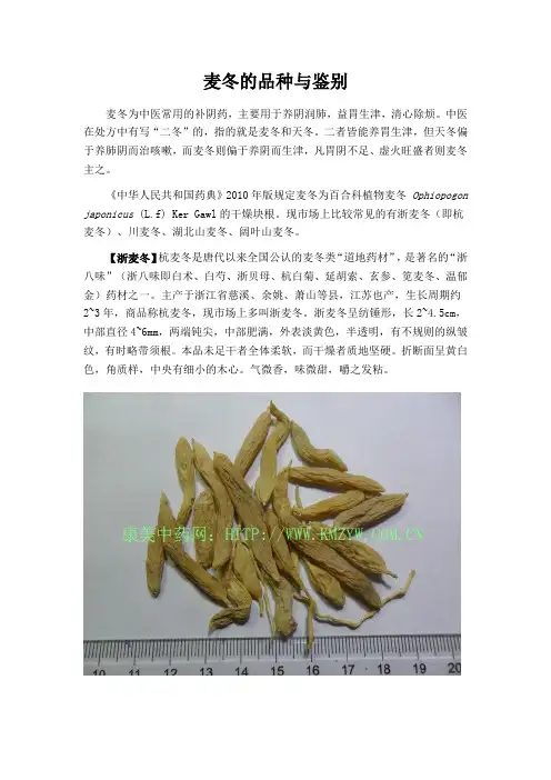 麦冬的品种与鉴别