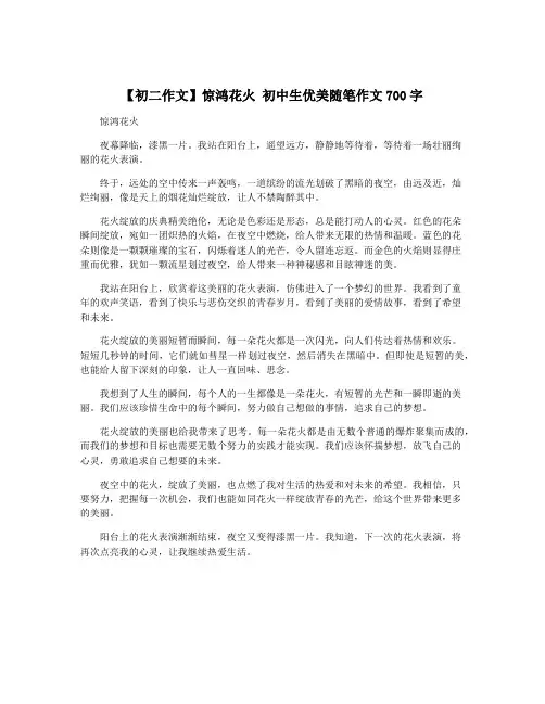 【初二作文】惊鸿花火 初中生优美随笔作文700字
