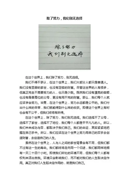 除了努力，我们别无选择