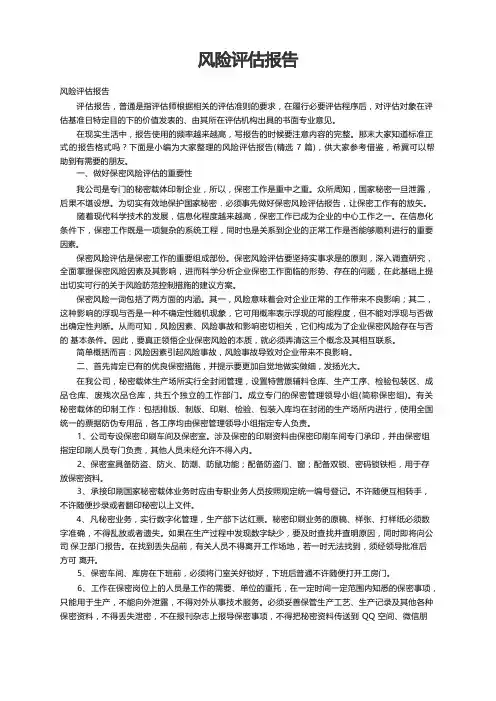 风险评估报告(精选7篇)(2)