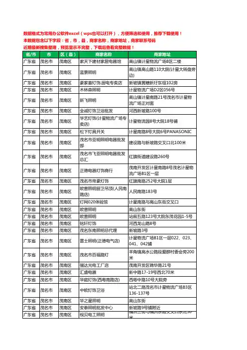 2020新版广东省茂名市茂南区照明工商企业公司商家名录名单黄页联系电话号码地址大全74家