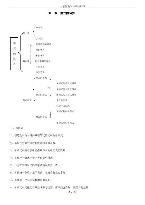七年级数学知识点归纳
