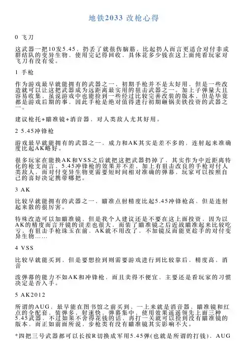 地铁2033改枪心得