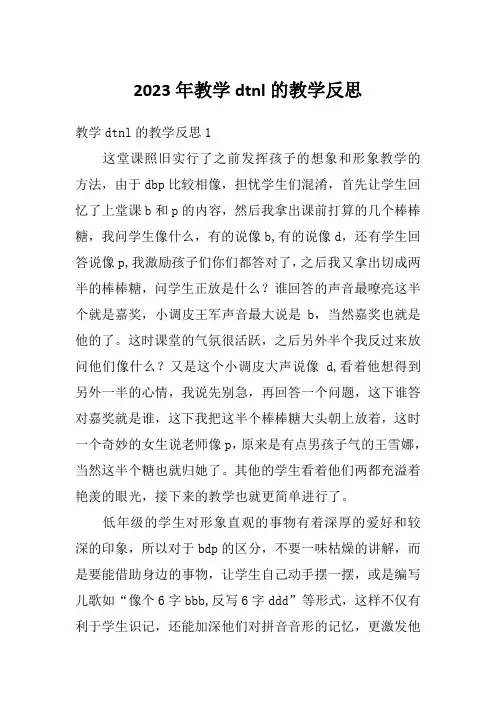 2023年教学dtnl的教学反思