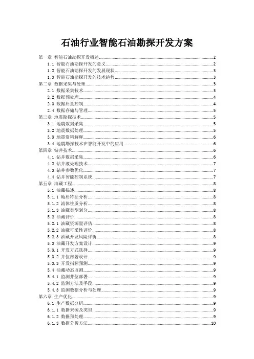 石油行业智能石油勘探开发方案