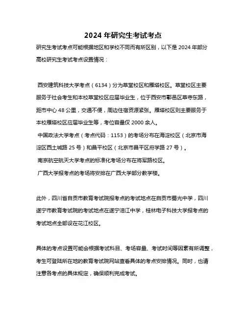 2024年研究生考试考点