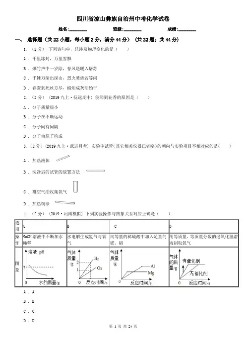 四川省凉山彝族自治州中考化学试卷