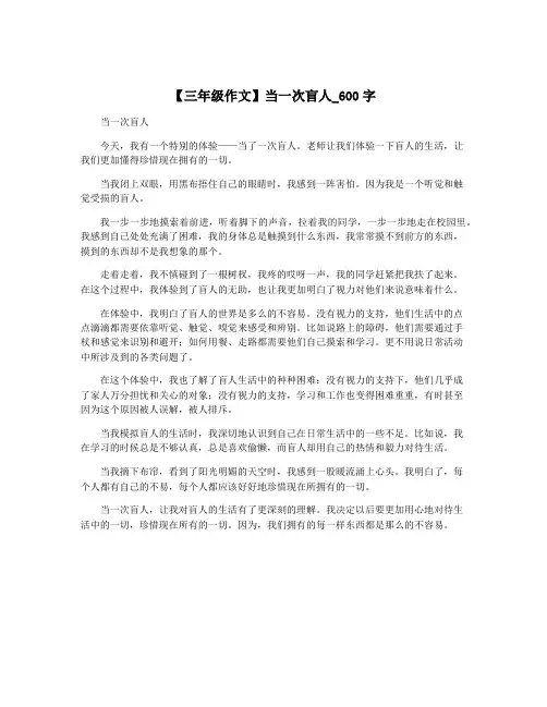 【三年级作文】当一次盲人_600字