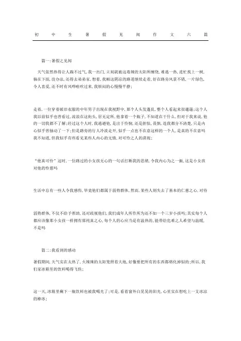 初中生暑假见闻作文六篇