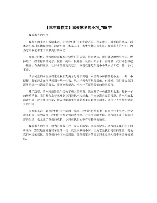 【三年级作文】我爱家乡的小河_750字