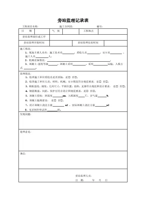 旁站监理记录表模板