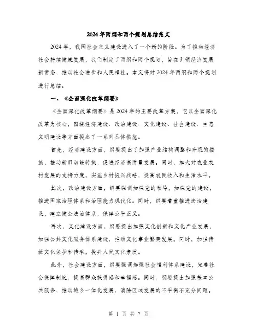 2024年两纲和两个规划总结范文(三篇)