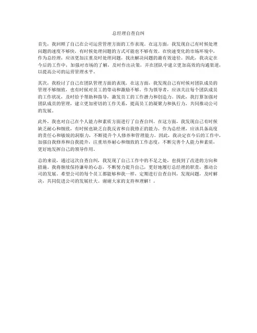 总经理自查自纠