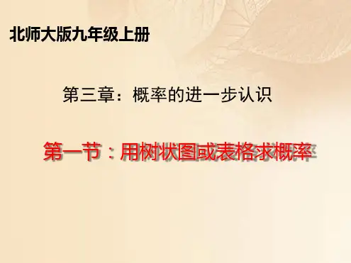 2018届九年级数学上册第三章概率的进一步认识第1节用树状图或表格求概率课件新版北师大版
