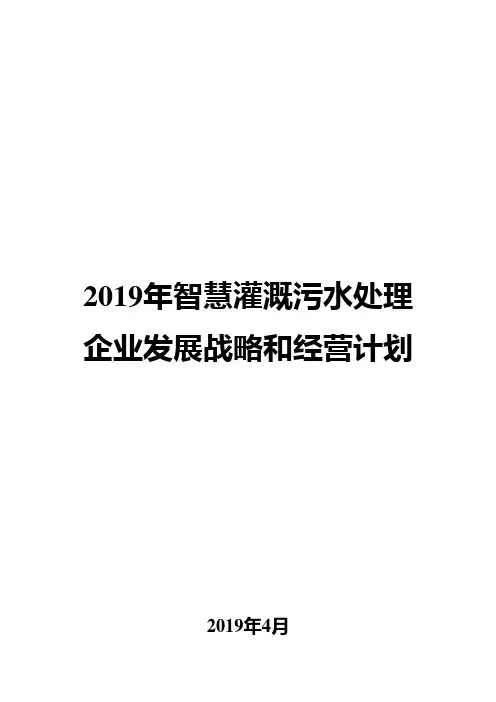 2019年智慧灌溉污水处理企业发展战略和经营计划