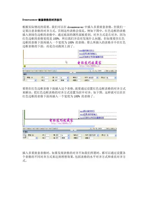 18.Dreamweaver嵌套表格的对齐技巧