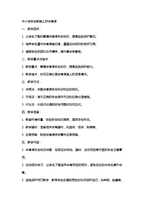 中小学安全教案上好体育课