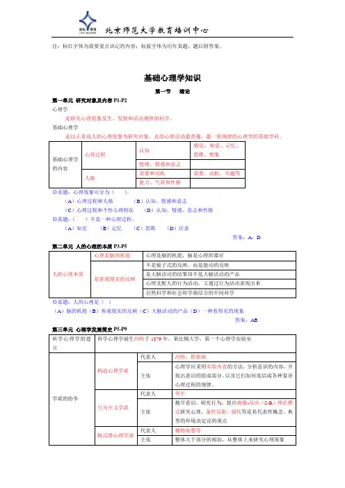 基础心理学知识点总结