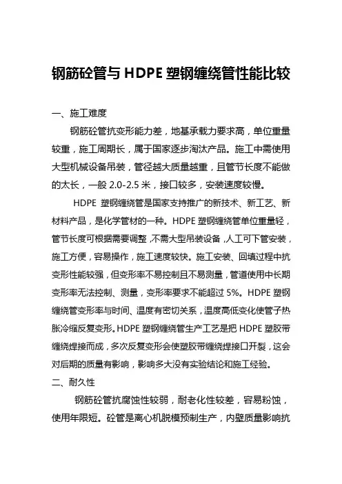 砼管与HDPE双平壁管技术性能比较