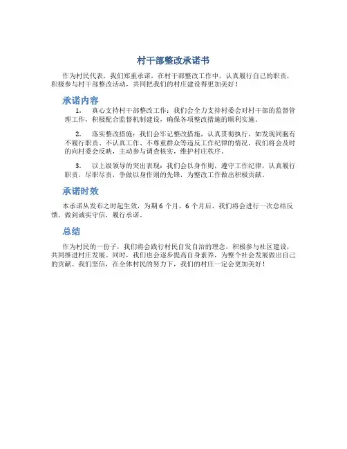 村干部整改承诺书