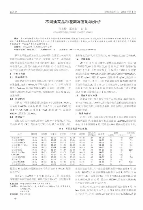 不同油菜品种花期冻害影响分析