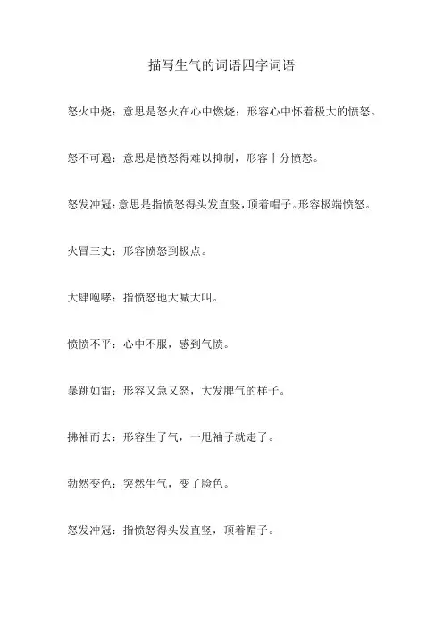 描写生气的词语四字词语