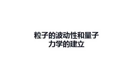 高中物理(新人教版)选择性必修3：粒子的波动性和量子力学的建立【精品课件】